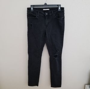 Levi's 711 Skinny Distressed Black Jeans